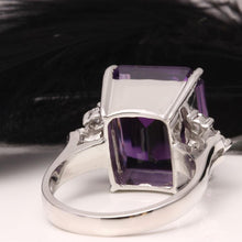 Load image into Gallery viewer, 8.35 Carats Natural Amethyst and Diamond 14K Solid White Gold Ring
