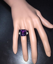 Load image into Gallery viewer, 8.35 Carats Natural Amethyst and Diamond 14K Solid White Gold Ring