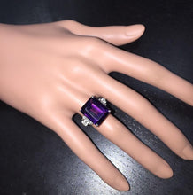 Load image into Gallery viewer, 8.35 Carats Natural Amethyst and Diamond 14K Solid White Gold Ring