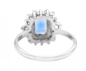 1.45 Carats Natural Tanzanite and Diamond 14K Solid White Gold Ring