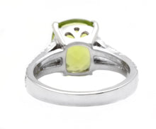 Load image into Gallery viewer, 5.00 Carats Natural Peridot and Diamond 14K Solid White Gold Ring