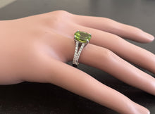 Load image into Gallery viewer, 5.00 Carats Natural Peridot and Diamond 14K Solid White Gold Ring