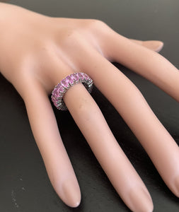 7.00Ct Natural Pink Sapphire 14K Solid White Gold Ring