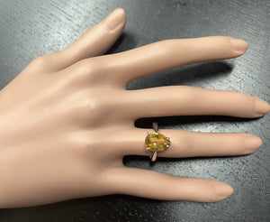2.50 Carats Natural Citrine 14K Solid White Gold Ring