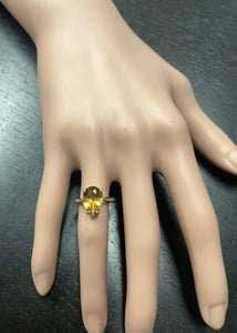 2.50 Carats Natural Citrine 14K Solid White Gold Ring