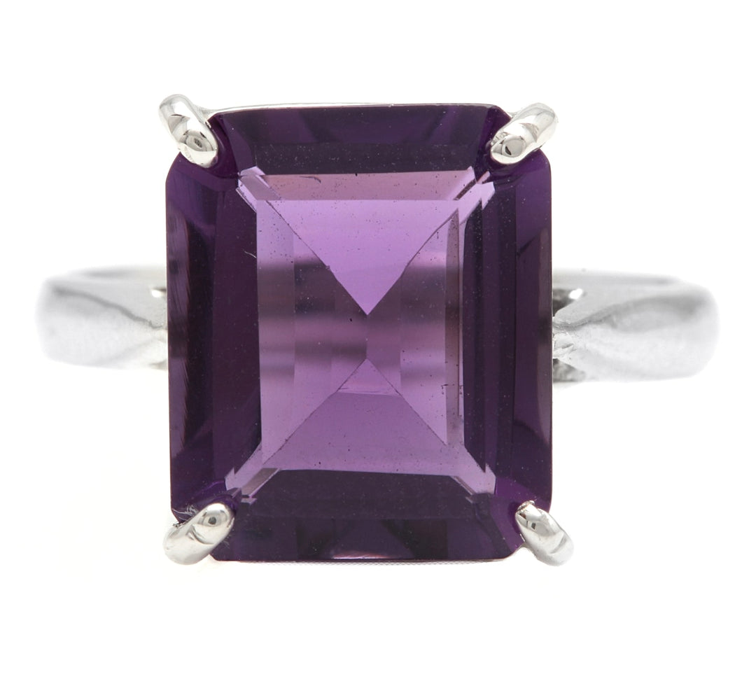 5.50Ct Natural Amethyst 14K Solid White Gold Ring