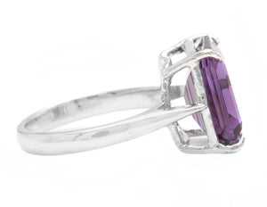 5.50Ct Natural Amethyst 14K Solid White Gold Ring