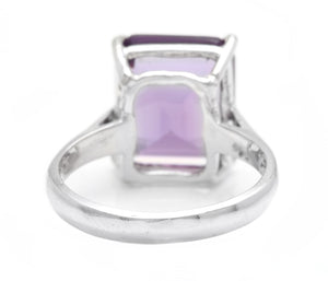 5.50Ct Natural Amethyst 14K Solid White Gold Ring