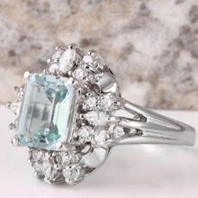 Load image into Gallery viewer, 3.50 Carats Natural Aquamarine and Diamond 14K Solid White Gold Ring