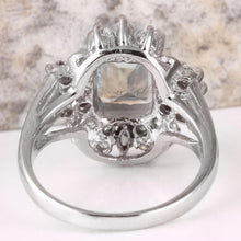 Load image into Gallery viewer, 3.50 Carats Natural Aquamarine and Diamond 14K Solid White Gold Ring