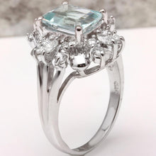 Load image into Gallery viewer, 3.50 Carats Natural Aquamarine and Diamond 14K Solid White Gold Ring