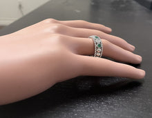 Load image into Gallery viewer, 0.70 Carats Natural Emerald and Diamond 14K Solid White Gold Ring