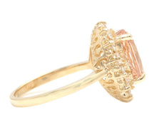 Load image into Gallery viewer, 4.50 Carats Natural Morganite and Diamond 14K Solid Yellow Gold Ring