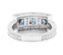 Load image into Gallery viewer, 1.20Ct Natural Blue Sapphire and Natural Diamond 14K Solid White Gold Ring