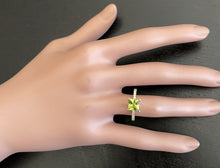 Load image into Gallery viewer, 1.60 Carats Natural Peridot and Diamond 14K Solid Yellow Gold Ring