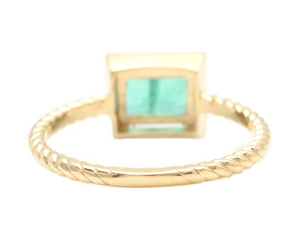 1.18 Carats Natural Emerald 14K Solid Yellow Gold Ring