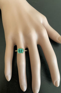 1.18 Carats Natural Emerald 14K Solid Yellow Gold Ring