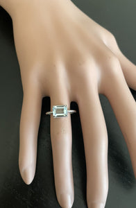 1.25 Carats Natural Aquamarine 14K Solid White Gold Ring