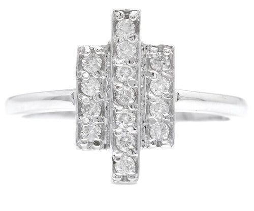 0.25Ct Natural Diamond 14K Solid White Gold Band Ring