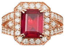 Load image into Gallery viewer, 5.10 Carats Natural Red Ruby and Diamond 14K Solid Rose Gold Ring