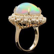 Load image into Gallery viewer, 12.50 Carats Natural Impressive Ethiopian Opal and Diamond 14K Solid Yellow Gold Ring