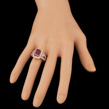 Load image into Gallery viewer, 5.10 Carats Natural Red Ruby and Diamond 14K Solid Rose Gold Ring
