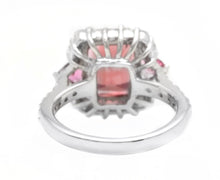 Load image into Gallery viewer, 4.70 Carats Natural Tourmaline and Diamond 14K Solid White Gold Ring