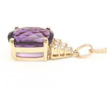 Load image into Gallery viewer, 9.85Ct Natural Amethyst and Diamond 14K Solid Yellow Gold Necklace