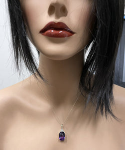 9.85Ct Natural Amethyst and Diamond 14K Solid Yellow Gold Necklace