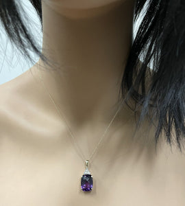 9.85Ct Natural Amethyst and Diamond 14K Solid Yellow Gold Necklace