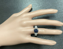 Load image into Gallery viewer, 3.65Ct Natural Blue Sapphire and Natural Diamond 14K Solid White Gold Ring