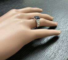 Load image into Gallery viewer, 3.65Ct Natural Blue Sapphire and Natural Diamond 14K Solid White Gold Ring