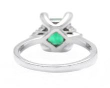 Load image into Gallery viewer, 1.22Ct Natural Emerald and Diamond 14k Solid White Gold Ring