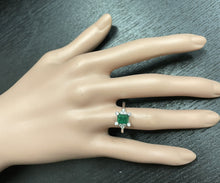 Load image into Gallery viewer, 1.22Ct Natural Emerald and Diamond 14k Solid White Gold Ring