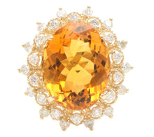 Load image into Gallery viewer, 9.75Ct Natural Citrine and Diamond 14K Solid Yellow Gold Ring