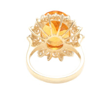 Load image into Gallery viewer, 9.75Ct Natural Citrine and Diamond 14K Solid Yellow Gold Ring