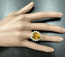 Load image into Gallery viewer, 9.75Ct Natural Citrine and Diamond 14K Solid Yellow Gold Ring