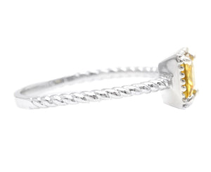 Natural Yellow Sapphire 14K Solid White Gold Ring