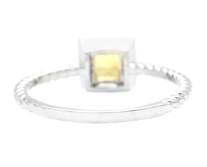 Natural Yellow Sapphire 14K Solid White Gold Ring