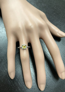 Natural Yellow Sapphire 14K Solid White Gold Ring