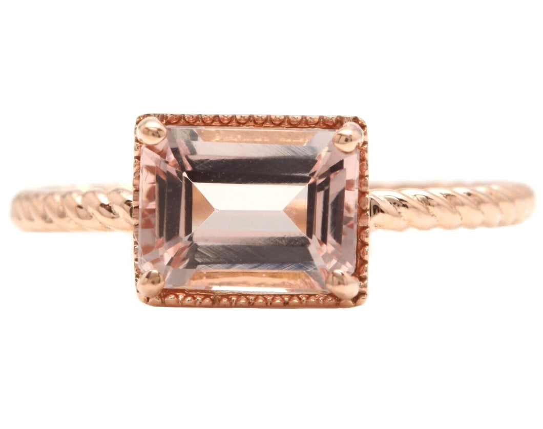 1.50 Carats Natural Morganite 14K Solid Rose Gold Ring