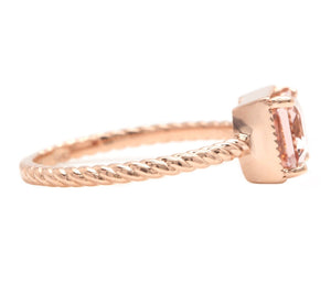 1.50 Carats Natural Morganite 14K Solid Rose Gold Ring