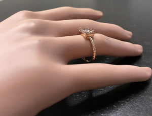 1.50 Carats Natural Morganite 14K Solid Rose Gold Ring