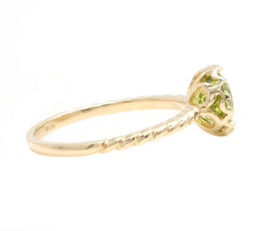 1.50 Carats Natural Peridot 14K Solid Yellow Gold Ring