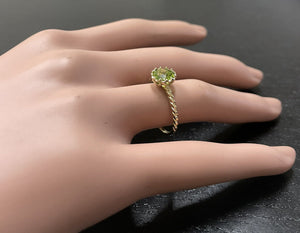 1.50 Carats Natural Peridot 14K Solid Yellow Gold Ring