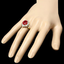 Load image into Gallery viewer, 8.30 Carats Natural Red Ruby and Diamond 14K Solid Yellow Gold Ring