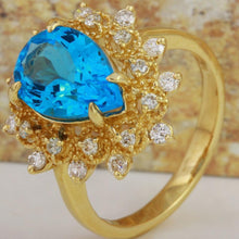 Load image into Gallery viewer, 5.22 Carats Natural Gorgeous Swiss Blue Topaz and Diamond 14K Solid Yellow Gold Ring