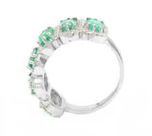 Load image into Gallery viewer, 3.68Ct Natural Emerald &amp; Diamond 14K Solid White Gold Ring