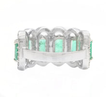 Load image into Gallery viewer, 3.68Ct Natural Emerald &amp; Diamond 14K Solid White Gold Ring