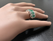 Load image into Gallery viewer, 3.68Ct Natural Emerald &amp; Diamond 14K Solid White Gold Ring